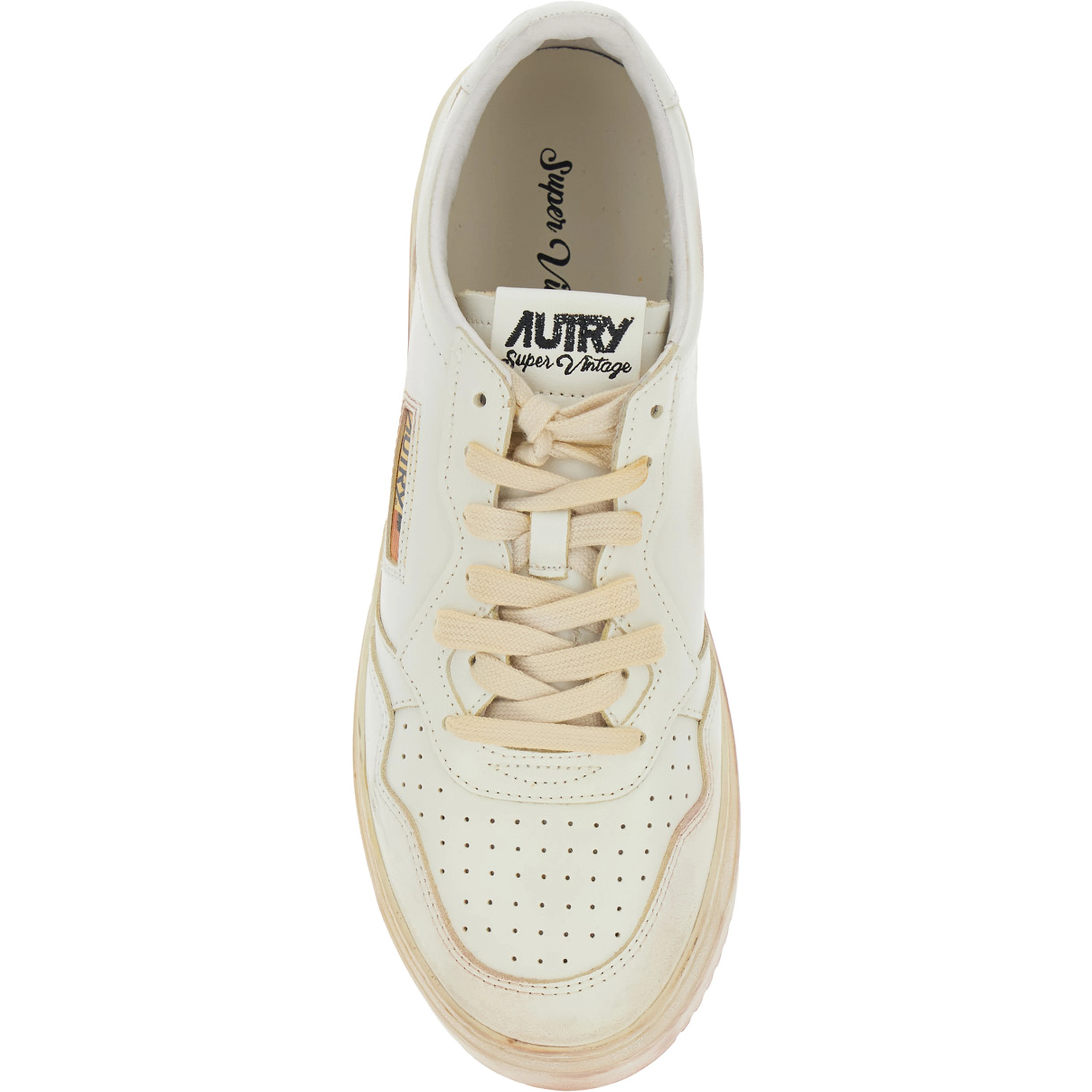 Medalist White Low Top Sneaker with Vintage Details in Leather and Suede Man
