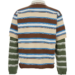 Multicolor Polo Shirt with logo lettering on the front and all-over striped print in Cotton for Men