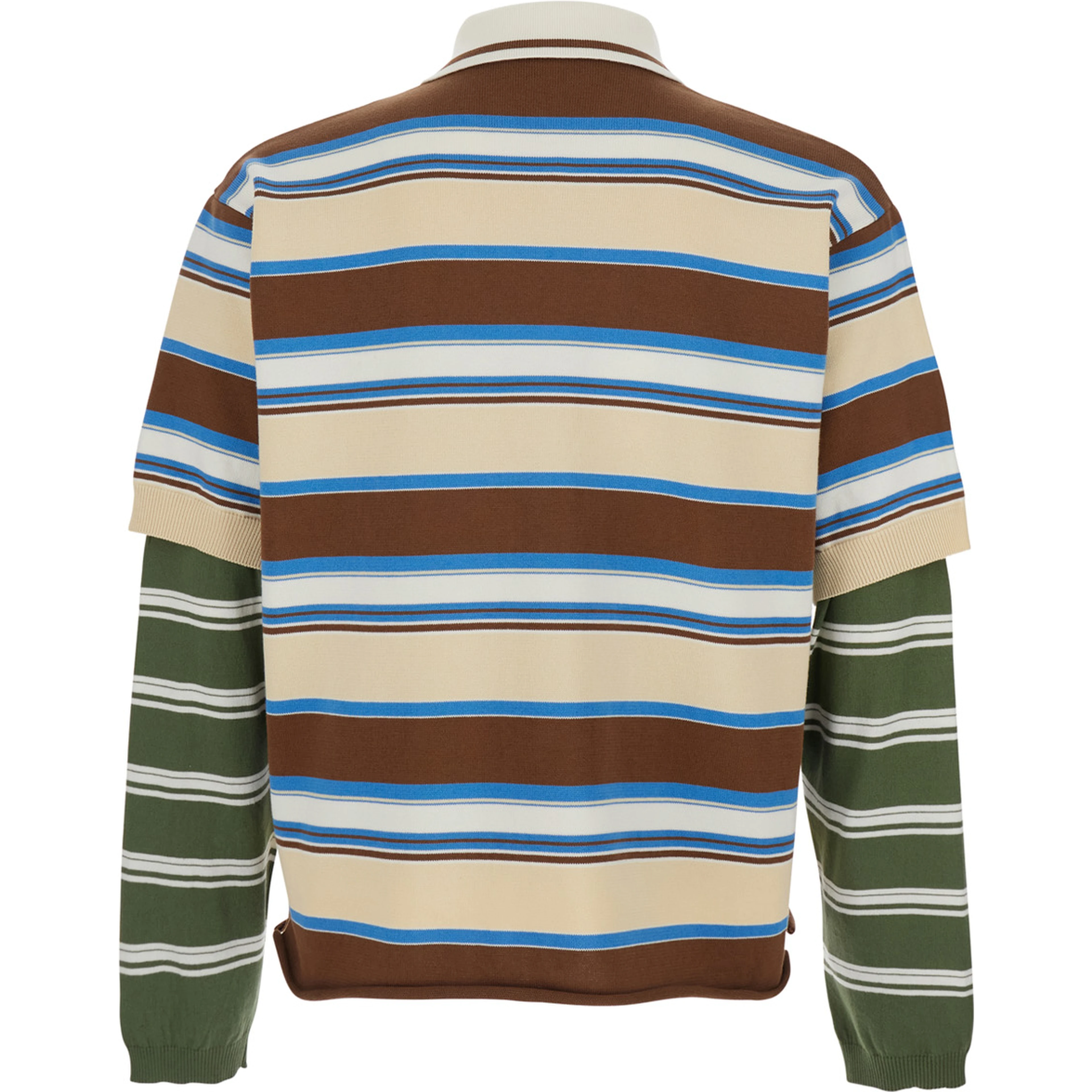 Multicolor Polo Shirt with logo lettering on the front and all-over striped print in Cotton for Men