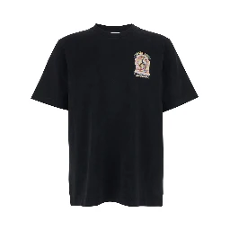 Black T-Shirt with Logo Detail on the Front and Maxi Logo Print on the Back in Cotton Mans Cotton