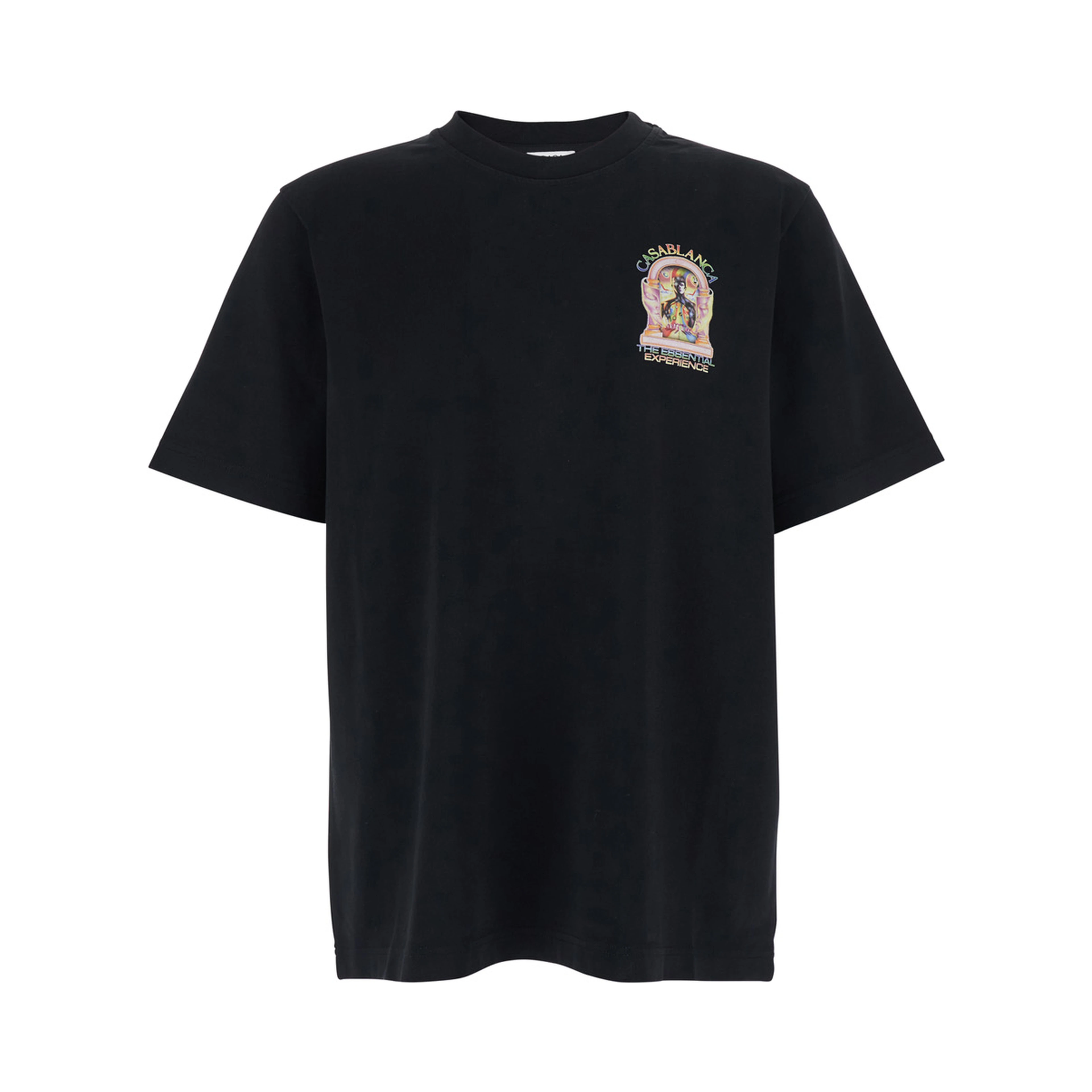 Black T-Shirt with Logo Detail on the Front and Maxi Logo Print on the Back in Cotton Mans Cotton