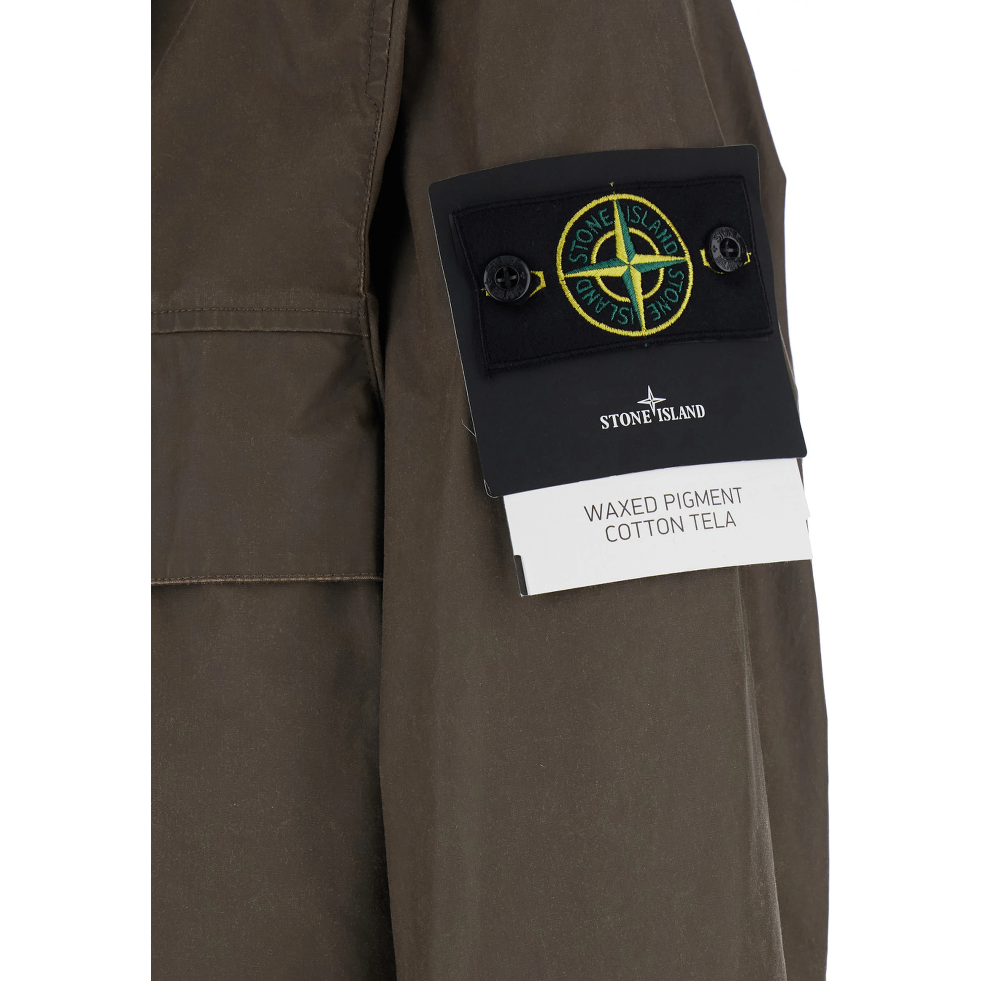 Brown Jacket with Logo Patch on the Sleeve and Coated Design in Cotton Blend for Men