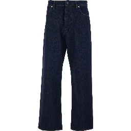Blue Five-pocket jeans with contrast stitching in denim man