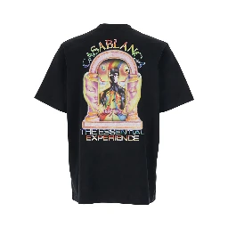 Black T-Shirt with Logo Detail on the Front and Maxi Logo Print on the Back in Cotton Mans Cotton