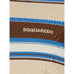 Multicolor Polo Shirt with logo lettering on the front and all-over striped print in Cotton for Men