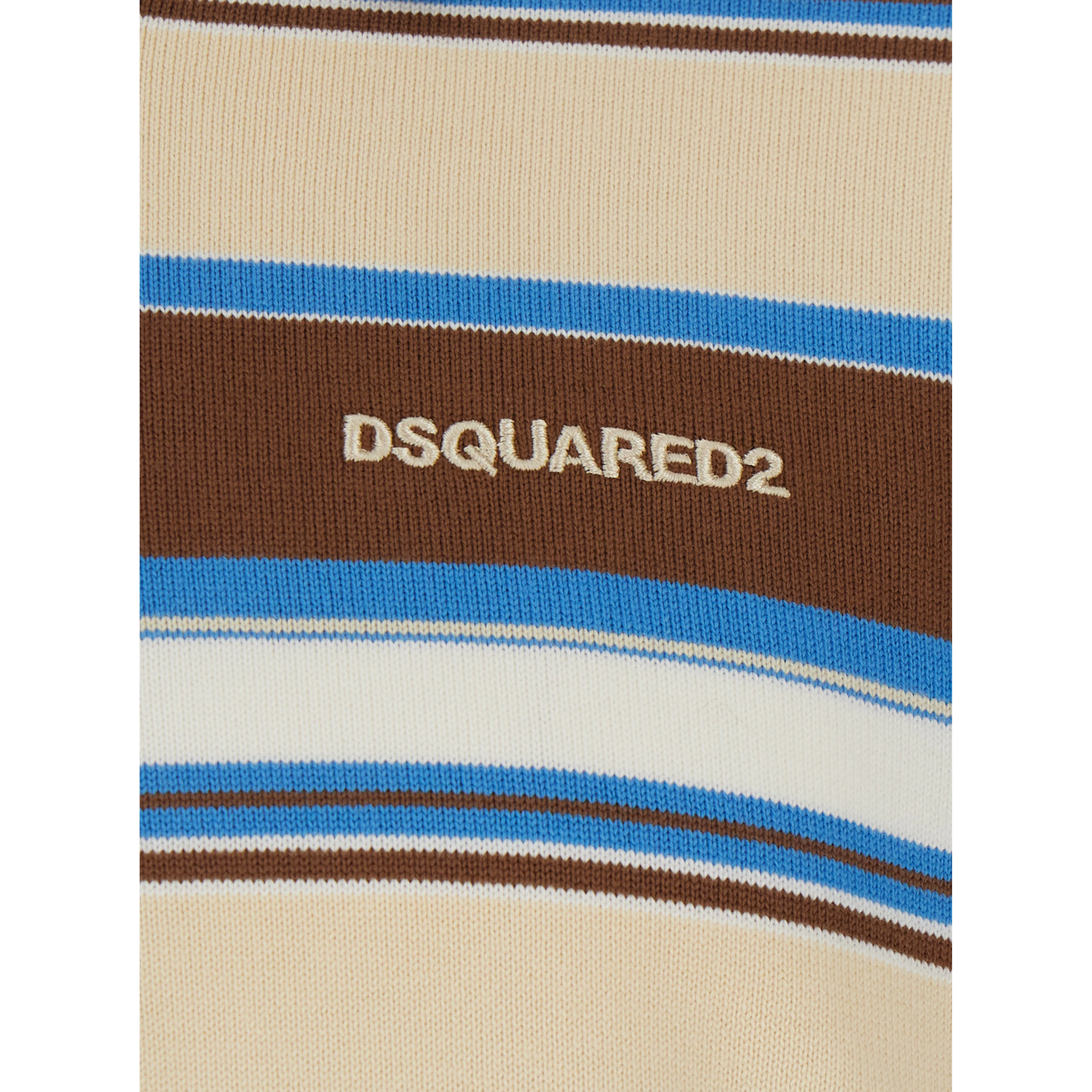 Multicolor Polo Shirt with logo lettering on the front and all-over striped print in Cotton for Men