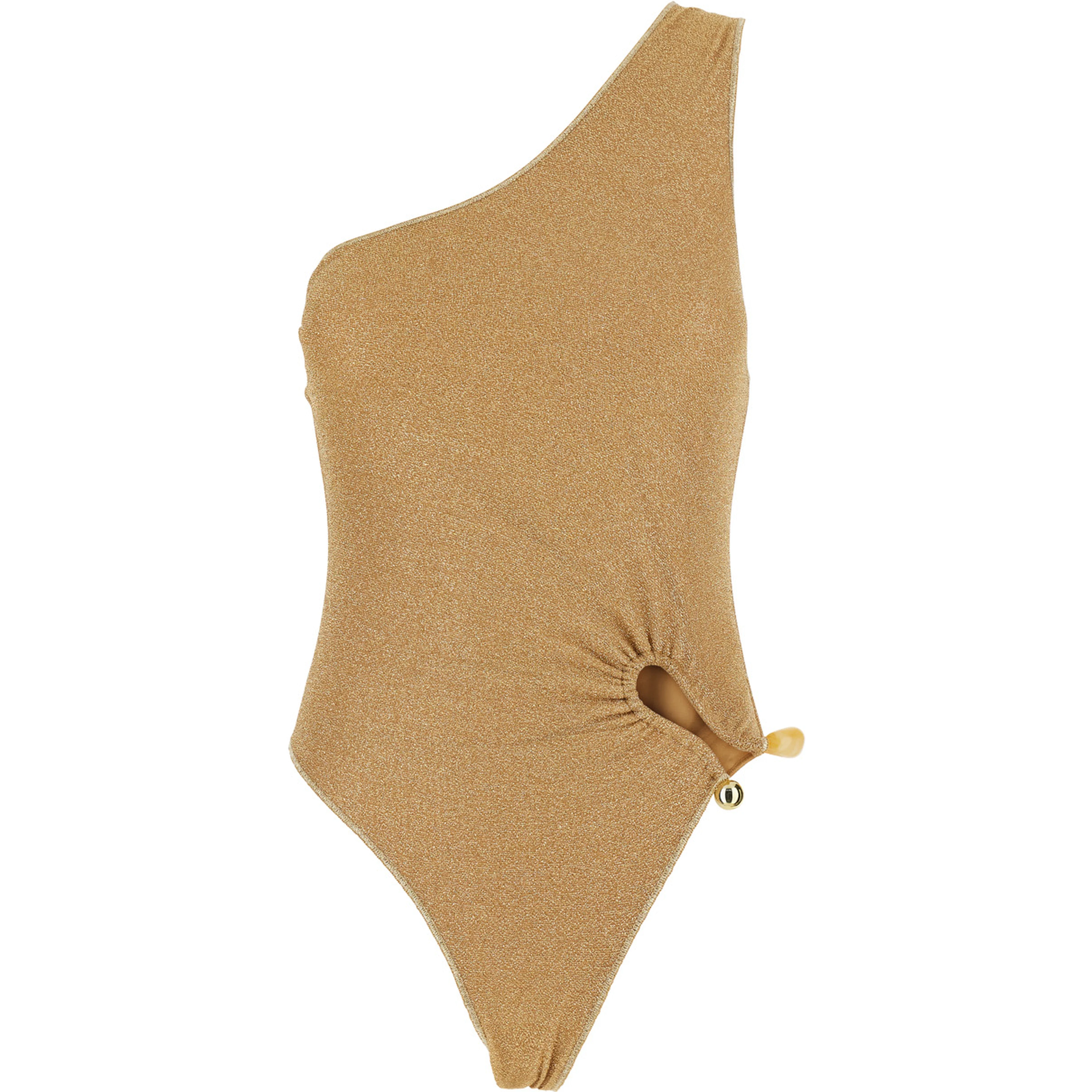 LUMIERE STONES Metallic colored One-Piece Swimsuit with single strap and all-over sparkling details in Tech Fabric for Women