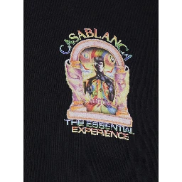 Black T-Shirt with Logo Detail on the Front and Maxi Logo Print on the Back in Cotton Mans Cotton