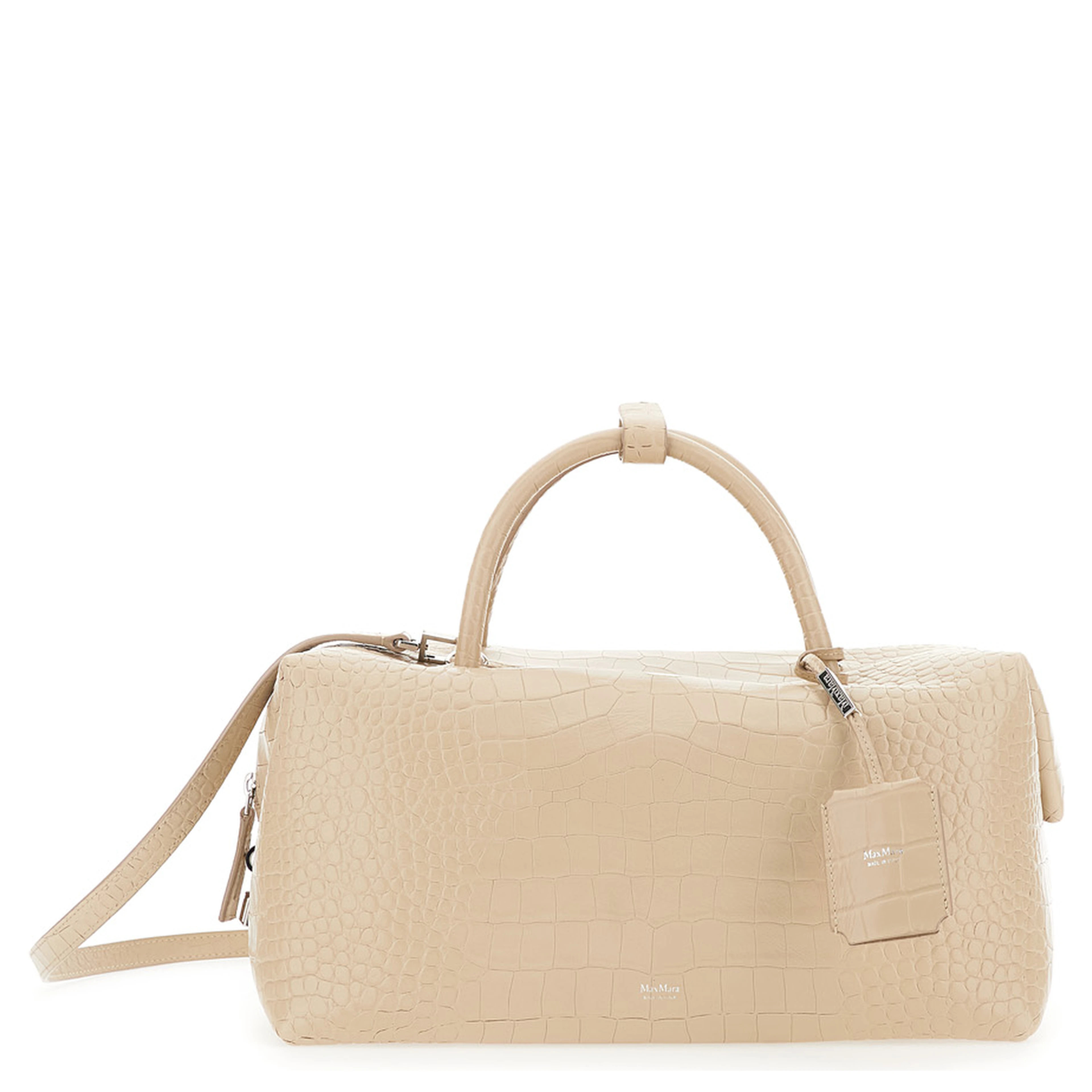 Holdall Large White Handbag with Adjustable and Removable Strap in Leather Woman