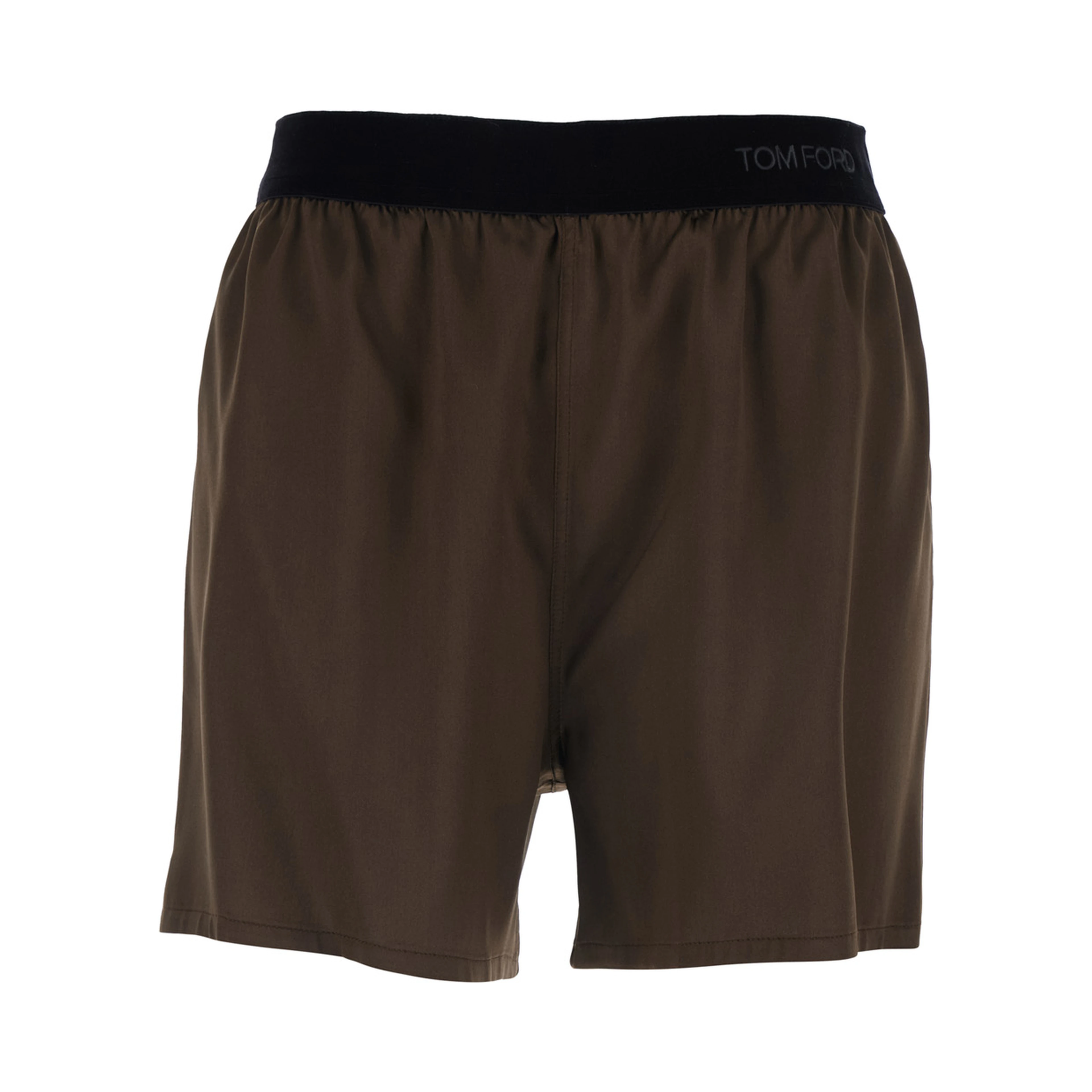 Brown Shorts with Logo Lettering and Elastic Waist In Stretch Silk for Women