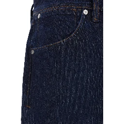Blue Five-pocket jeans with contrast stitching in denim man