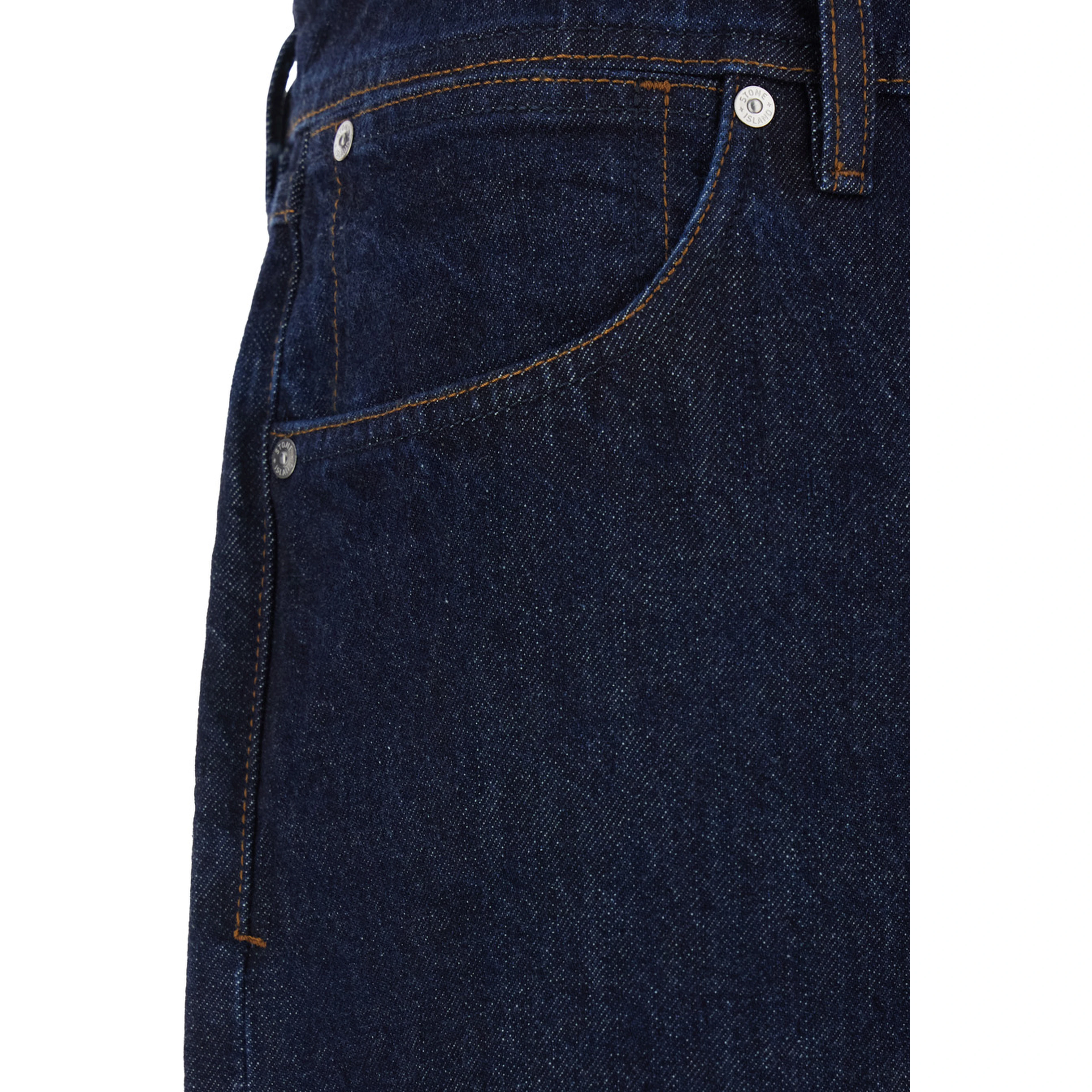Blue Five-pocket jeans with contrast stitching in denim man