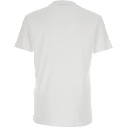 White Crew Neck T-Shirt with Logo Embroidery on the Front and Perforated Design in Cotton for Men