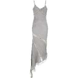 Long Dress Rosetta with Thin Straps and Asymmetrical Design in Gray for Women