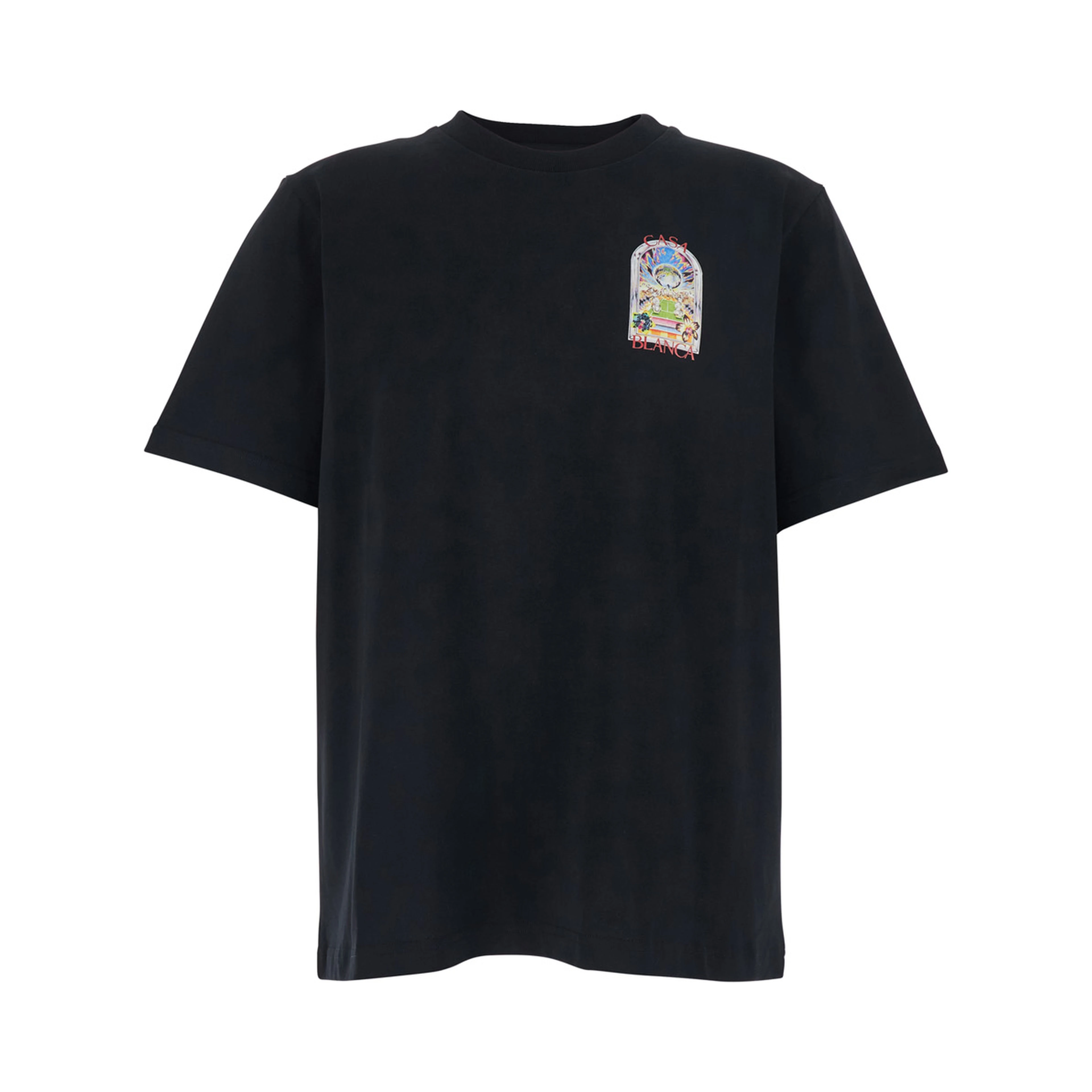 Black T-Shirt with Logo Detail on the Front and Maxi Logo on the Back in Cotton Man