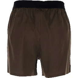 Brown Shorts with Logo Lettering and Elastic Waist In Stretch Silk for Women
