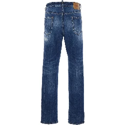 642 Blue Jeans with All-Over Ripped Details and Logo Patch on the Back in  Denim for Men