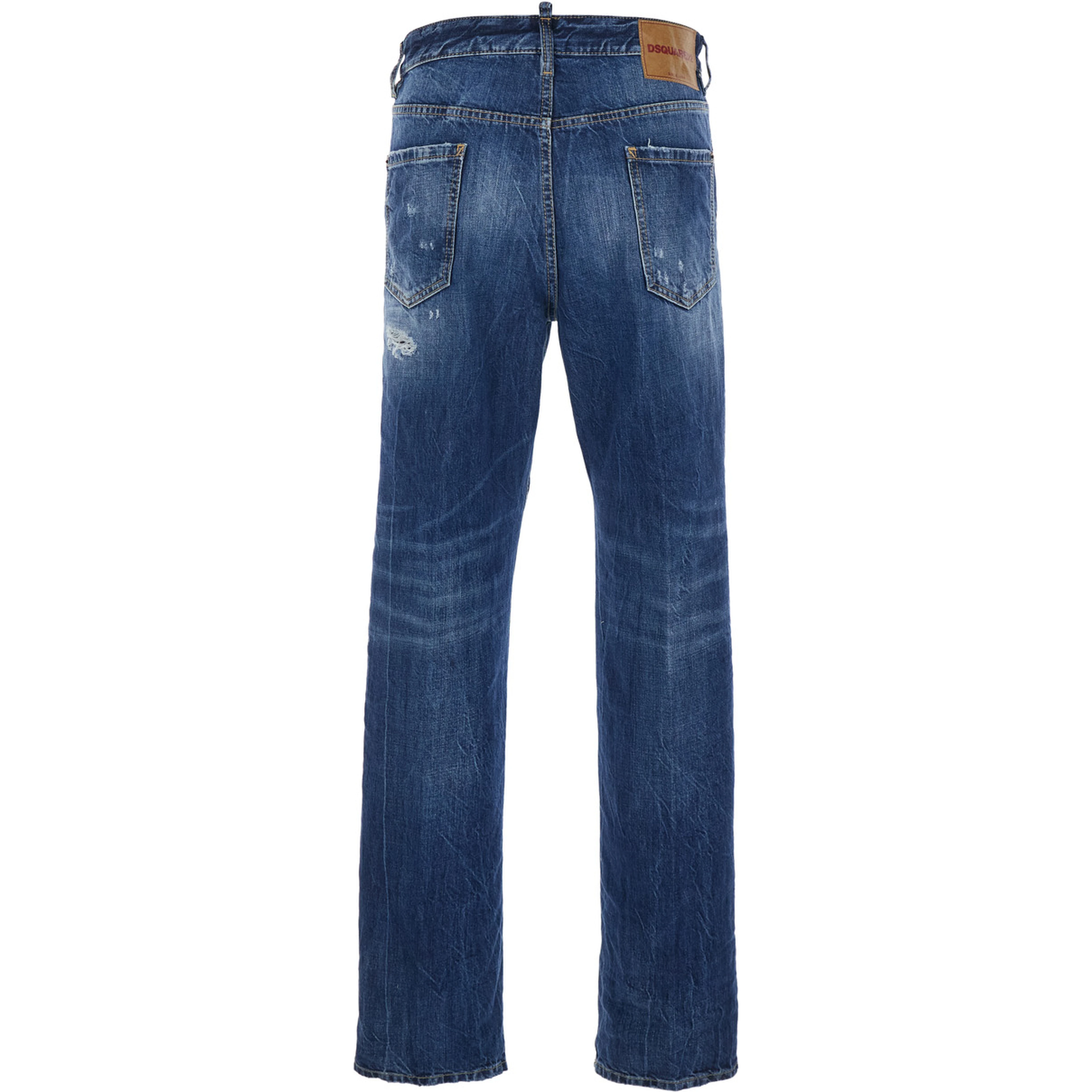 642 Blue Jeans with All-Over Ripped Details and Logo Patch on the Back in  Denim for Men