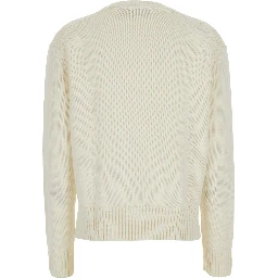 White Sweater with Long Sleeves Round Neck In Cotton Women