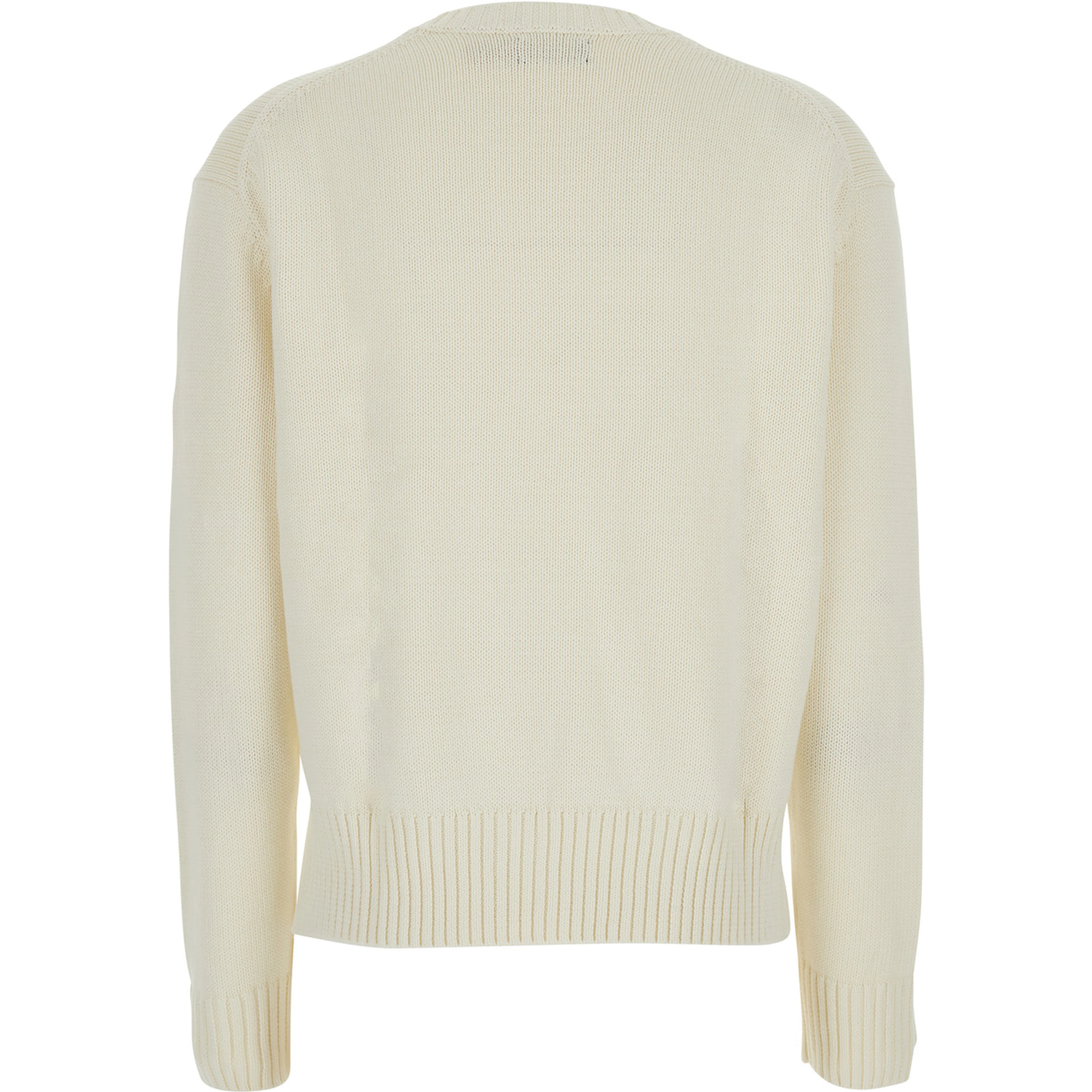 White Sweater with Long Sleeves Round Neck In Cotton Women