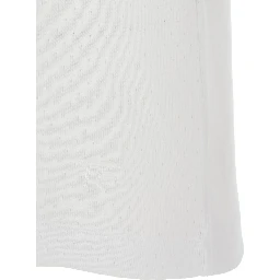 White Crew Neck T-Shirt with Logo Embroidery on the Front and Perforated Design in Cotton for Men