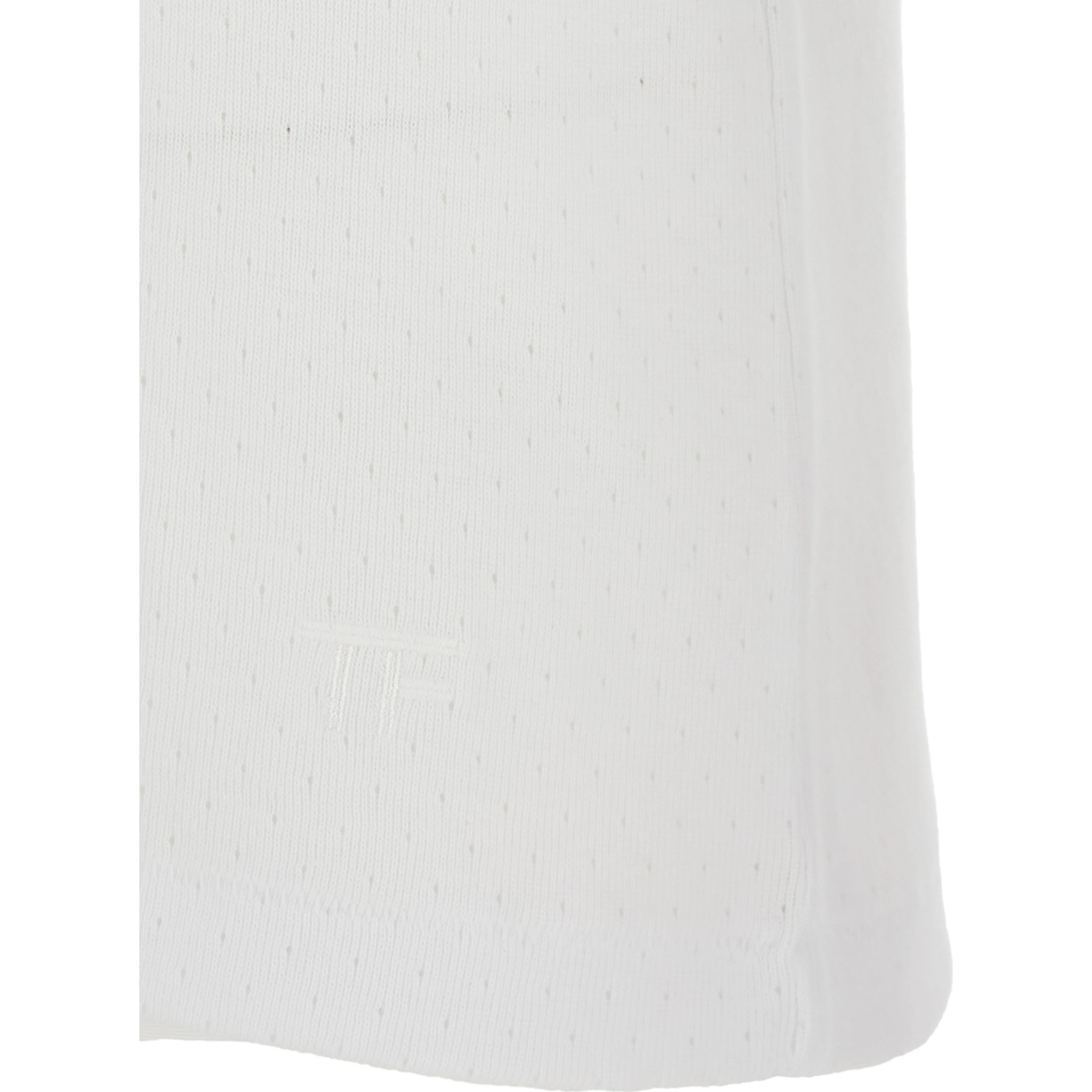 White Crew Neck T-Shirt with Logo Embroidery on the Front and Perforated Design in Cotton for Men