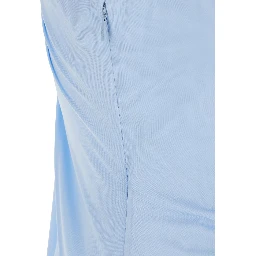 Light Blue Midi Dress with V-neck and Medusa Plaque on the Back in Viscose for Women