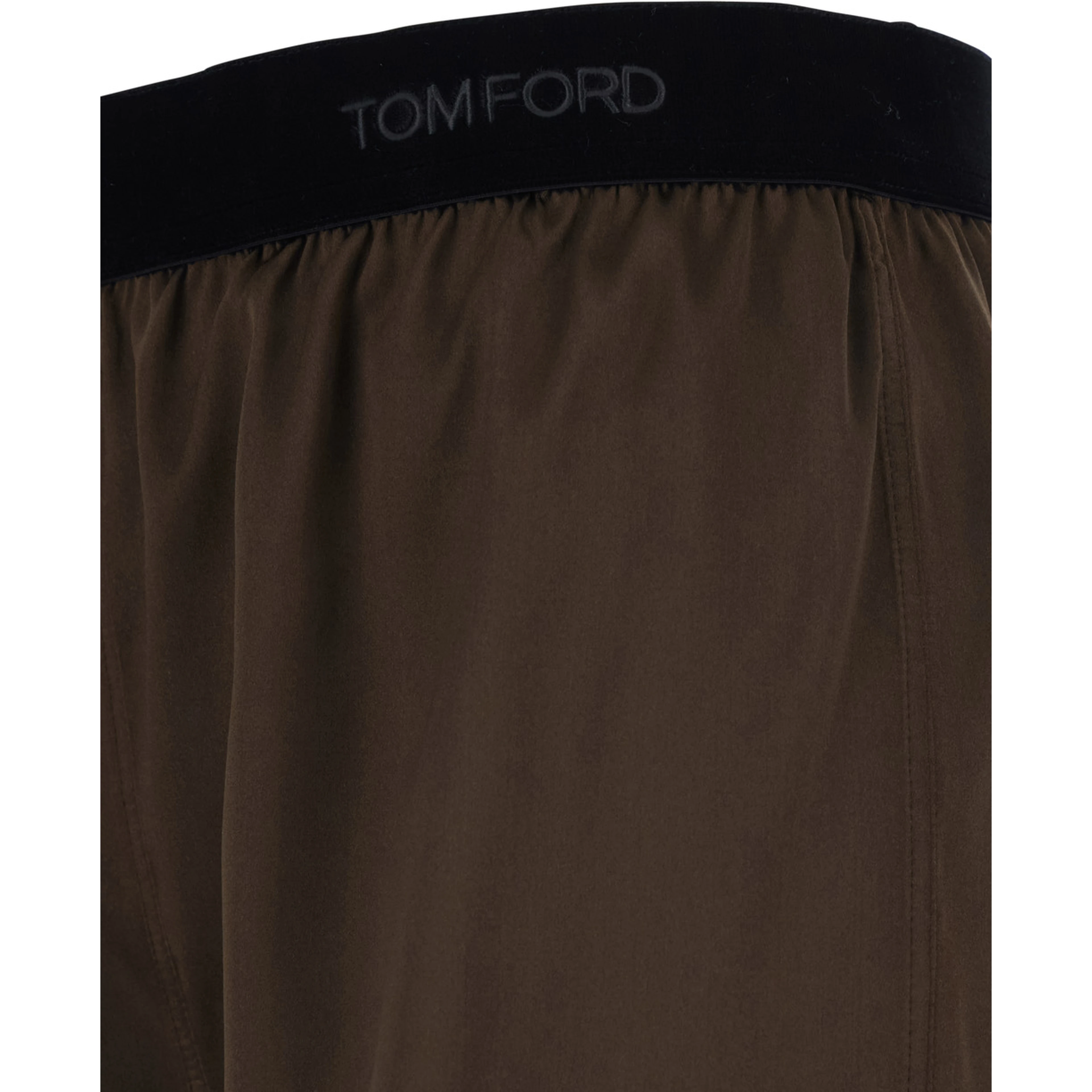 Brown Shorts with Logo Lettering and Elastic Waist In Stretch Silk for Women