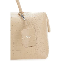 Holdall Large White Handbag with Adjustable and Removable Strap in Leather Woman