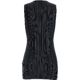 Razor Pleat Tank Black with Pleated Details in Tech Fabric Women