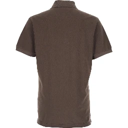 Brown Classic Collar Polo with Logo Lettering Embroidery on the Front in Cotton Men