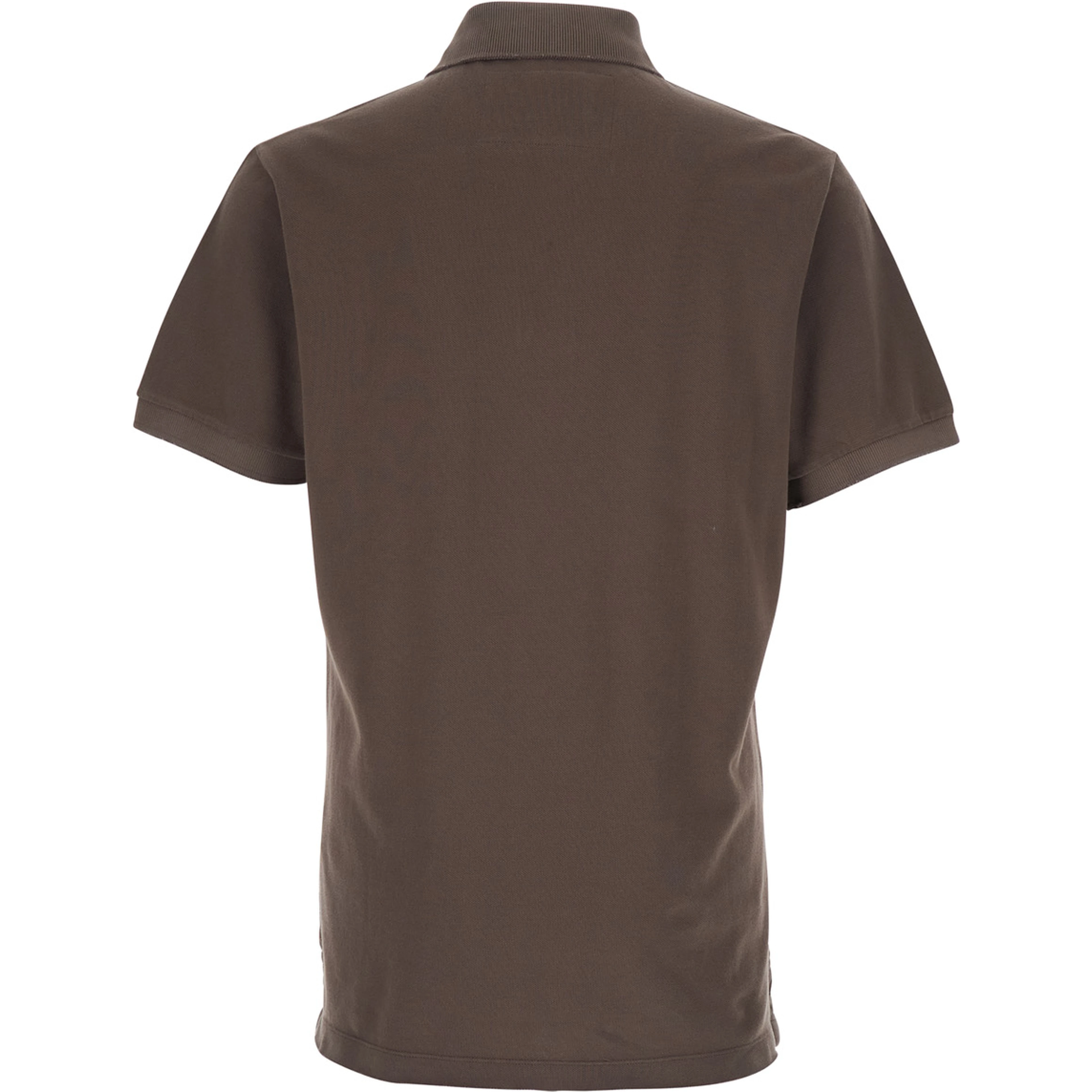 Brown Classic Collar Polo with Logo Lettering Embroidery on the Front in Cotton Men