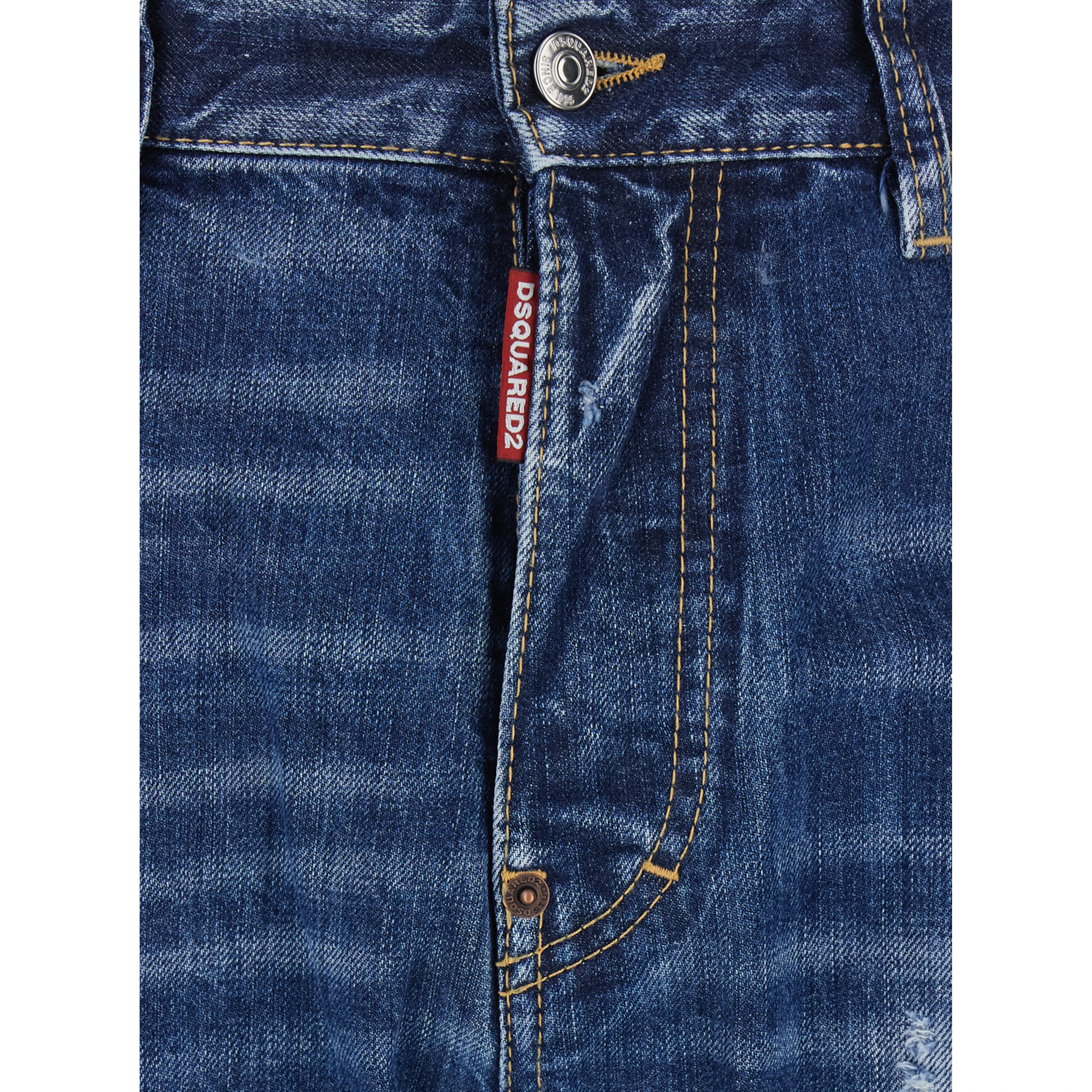 642 Blue Jeans with All-Over Ripped Details and Logo Patch on the Back in  Denim for Men