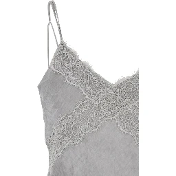 Long Dress Rosetta with Thin Straps and Asymmetrical Design in Gray for Women