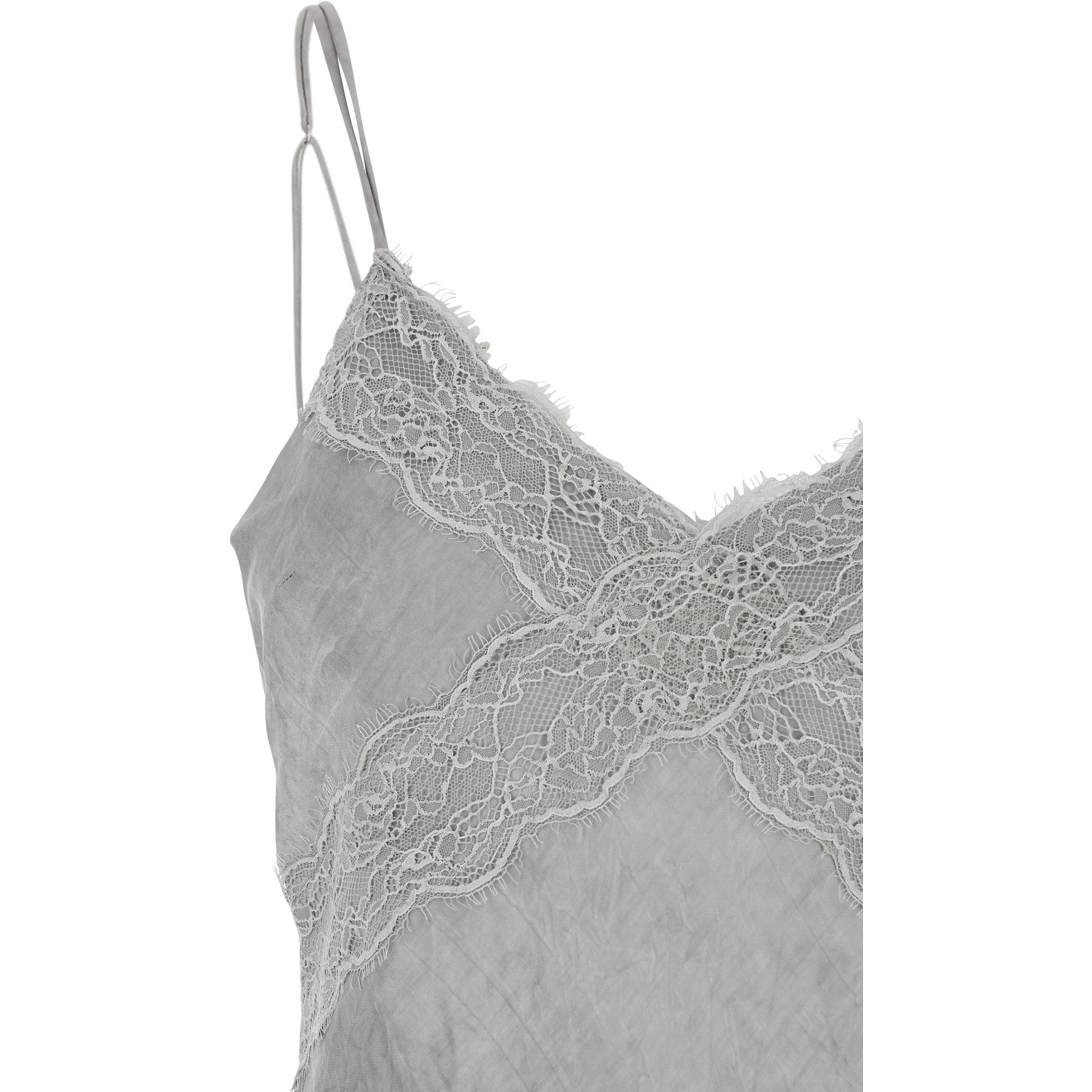 Long Dress Rosetta with Thin Straps and Asymmetrical Design in Gray for Women