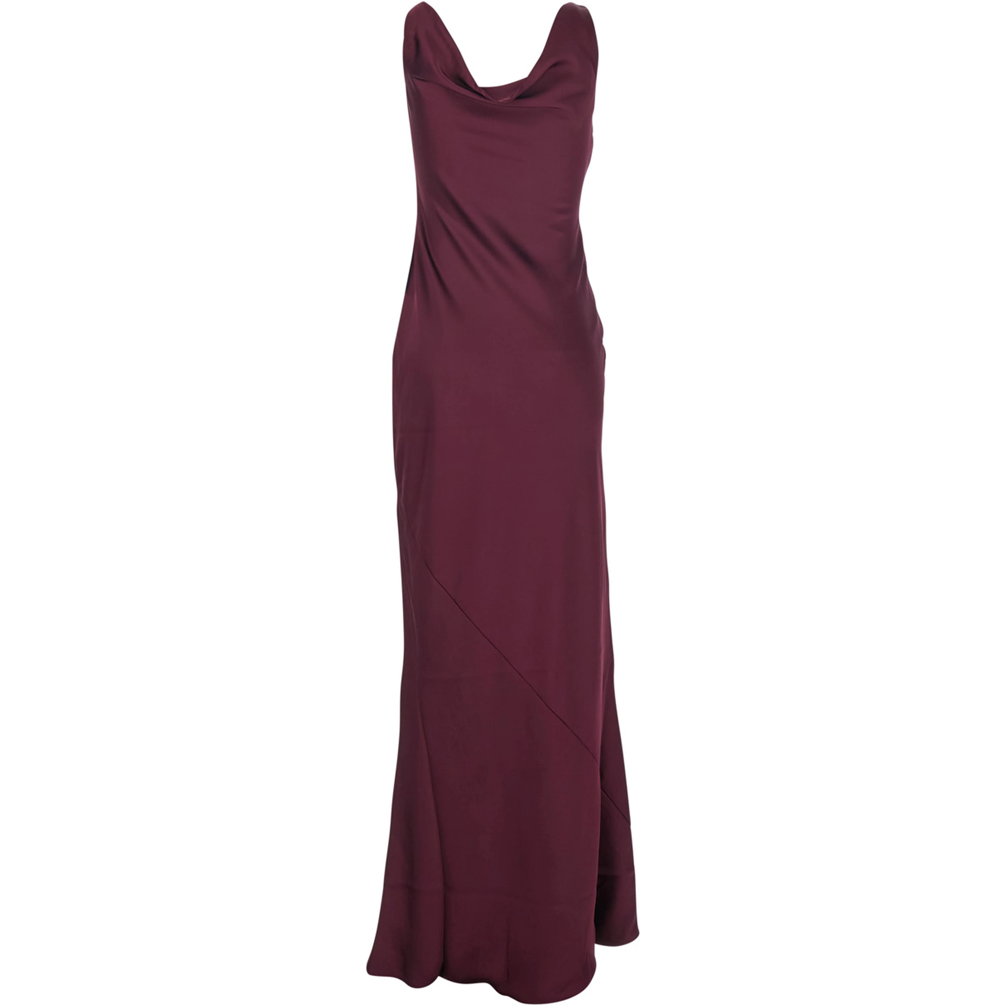 Bordeaux Long Dress with Asymmetric Neckline and Flared Skirt in Tech Fabric Women