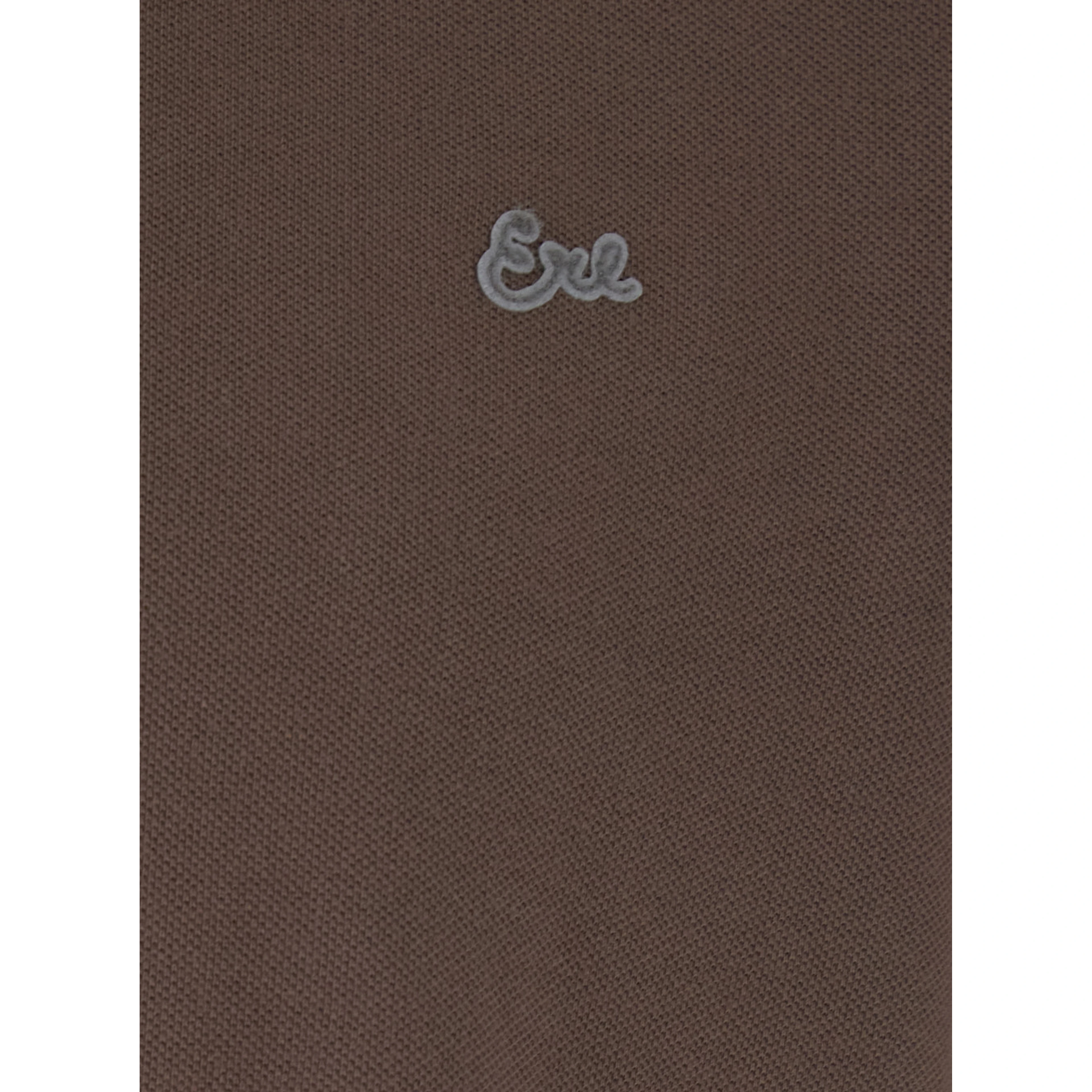 Brown Classic Collar Polo with Logo Lettering Embroidery on the Front in Cotton Men