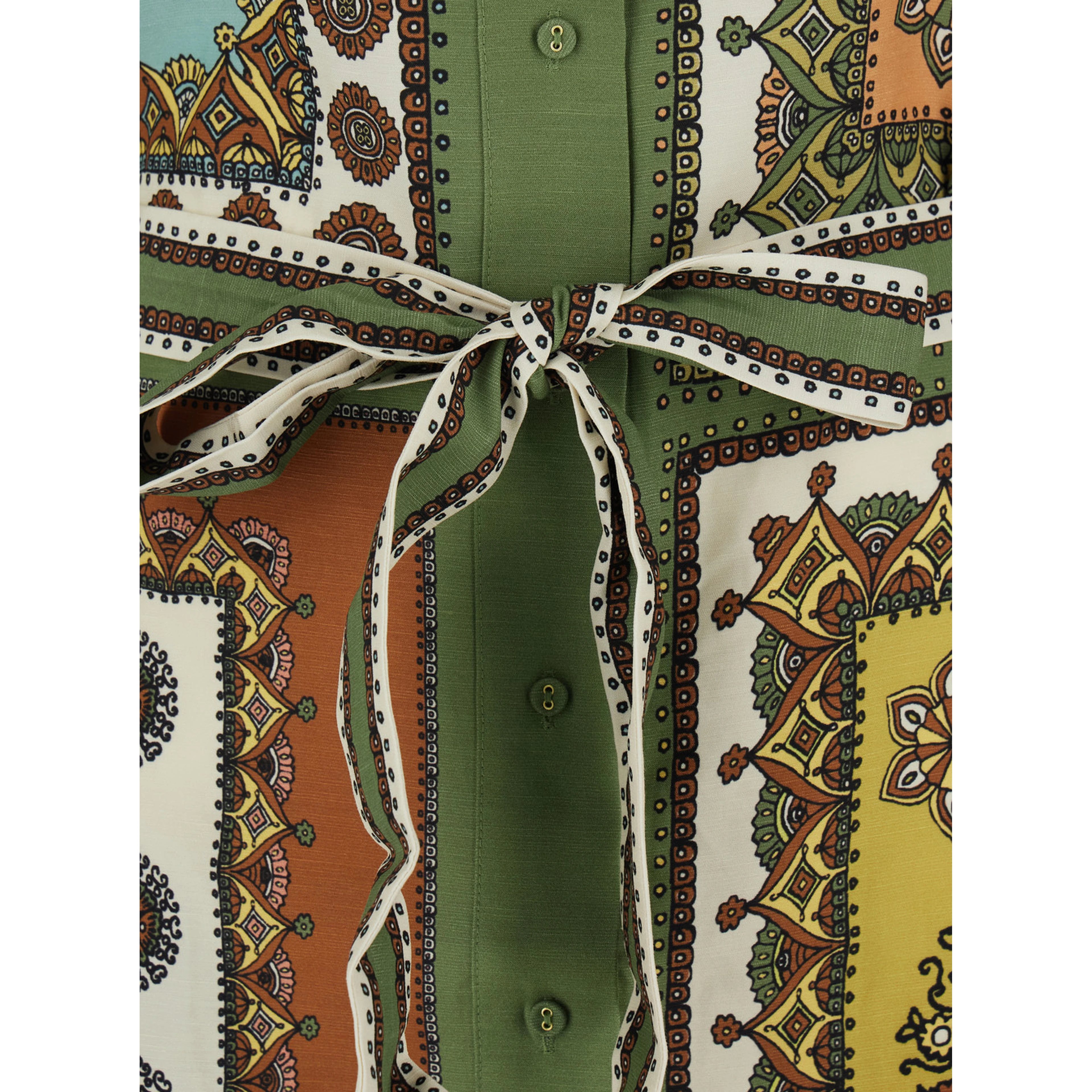 Contina Multicolor Mini Dress with Front Belt and All-Over Print in Viscose Blend for Women