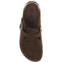Boston Brown Mules with Buckle Closure and Almond Toe in Suede Woman