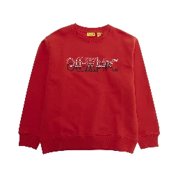 Red Sweatshirt BIG BOOKISH DOUBLE CREWNECK with Printed Logo on the Front in Cotton for Men