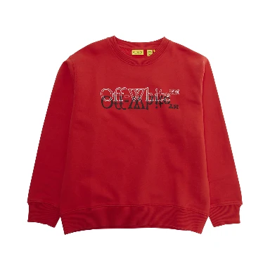 Red Sweatshirt BIG BOOKISH DOUBLE CREWNECK with Printed Logo on the Front in Cotton for Men