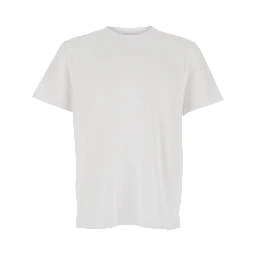 White Crew Neck T-Shirt with Embroidered Logo on the Back in Cotton for Men