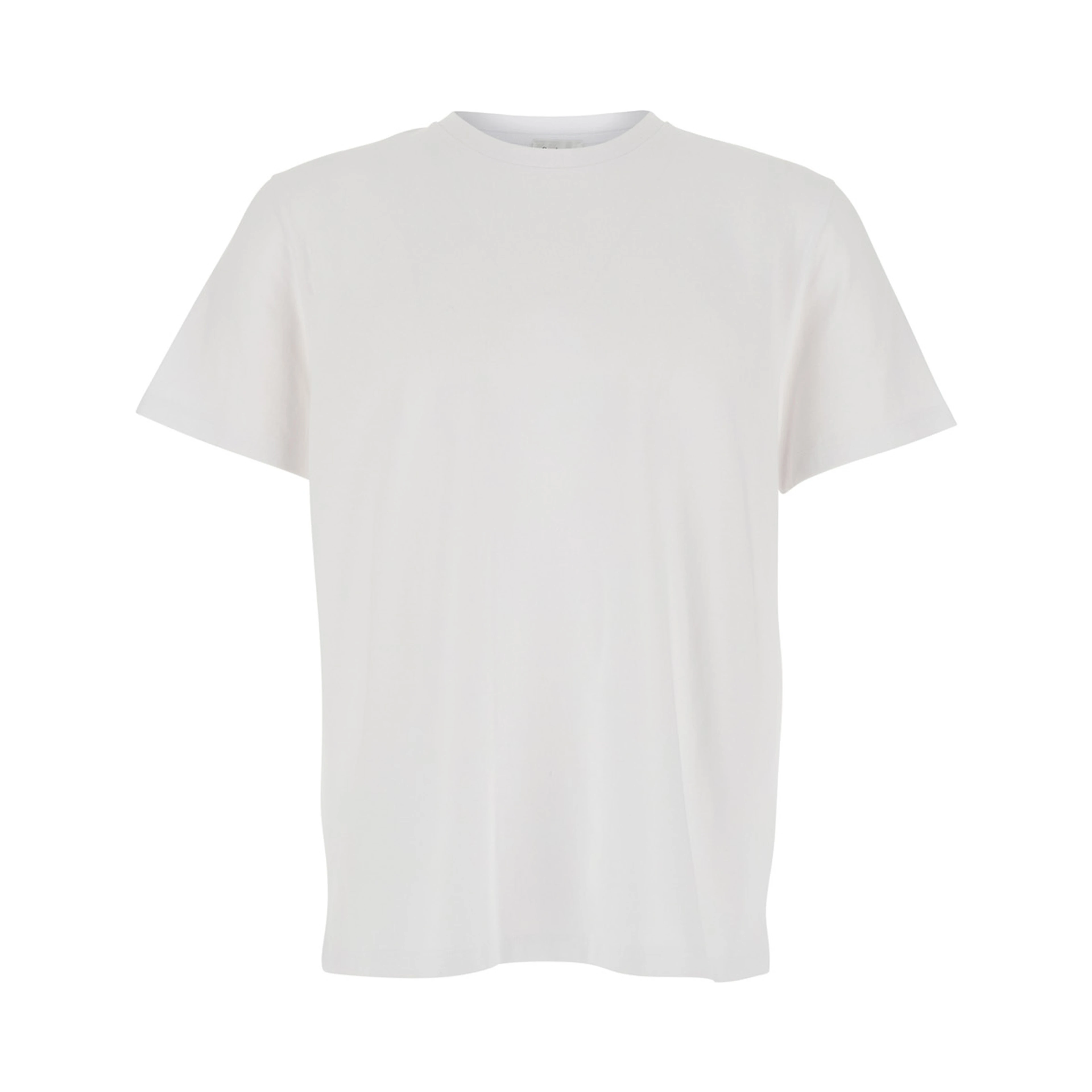White Crew Neck T-Shirt with Embroidered Logo on the Back in Cotton for Men