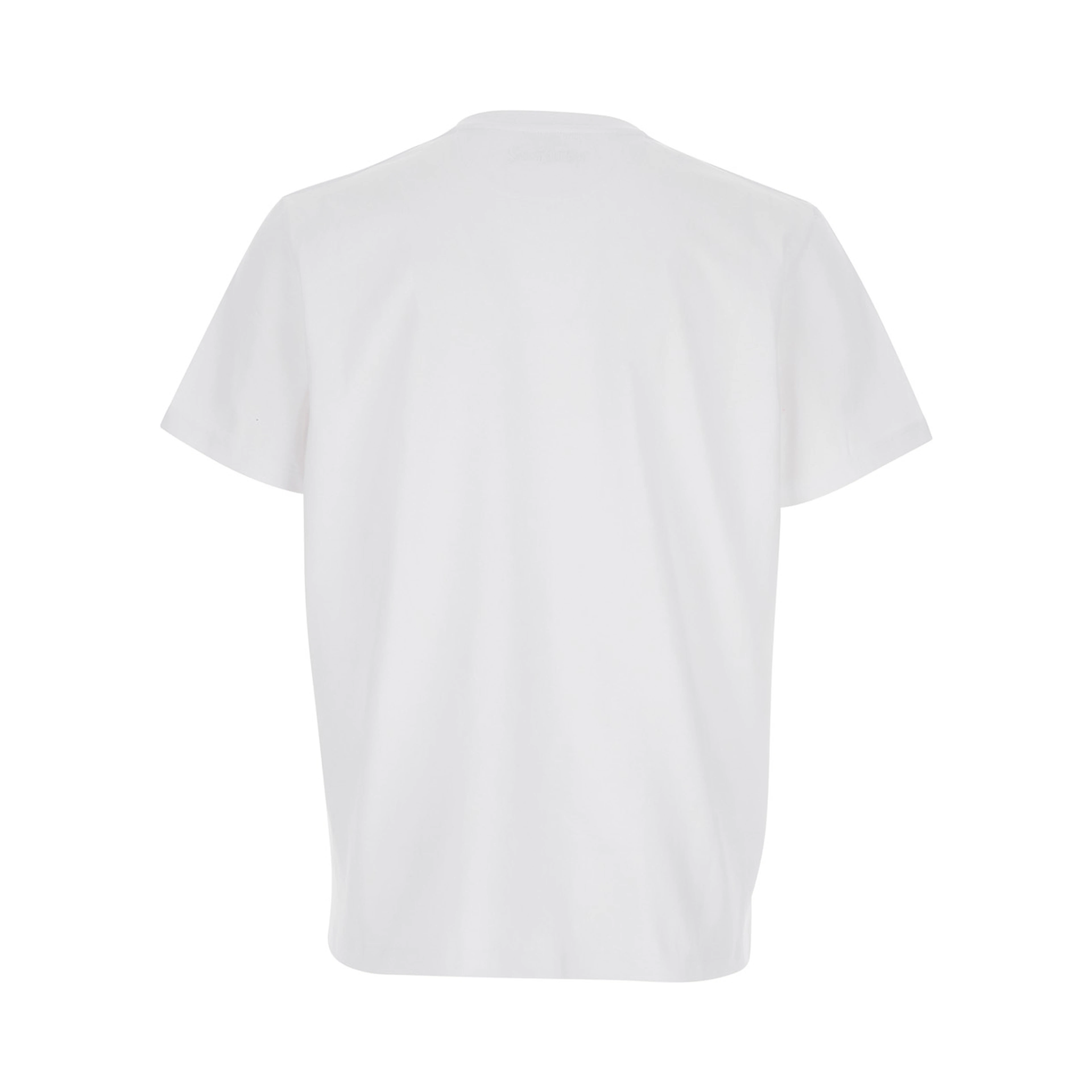 White Crew Neck T-Shirt with Embroidered Logo on the Back in Cotton for Men