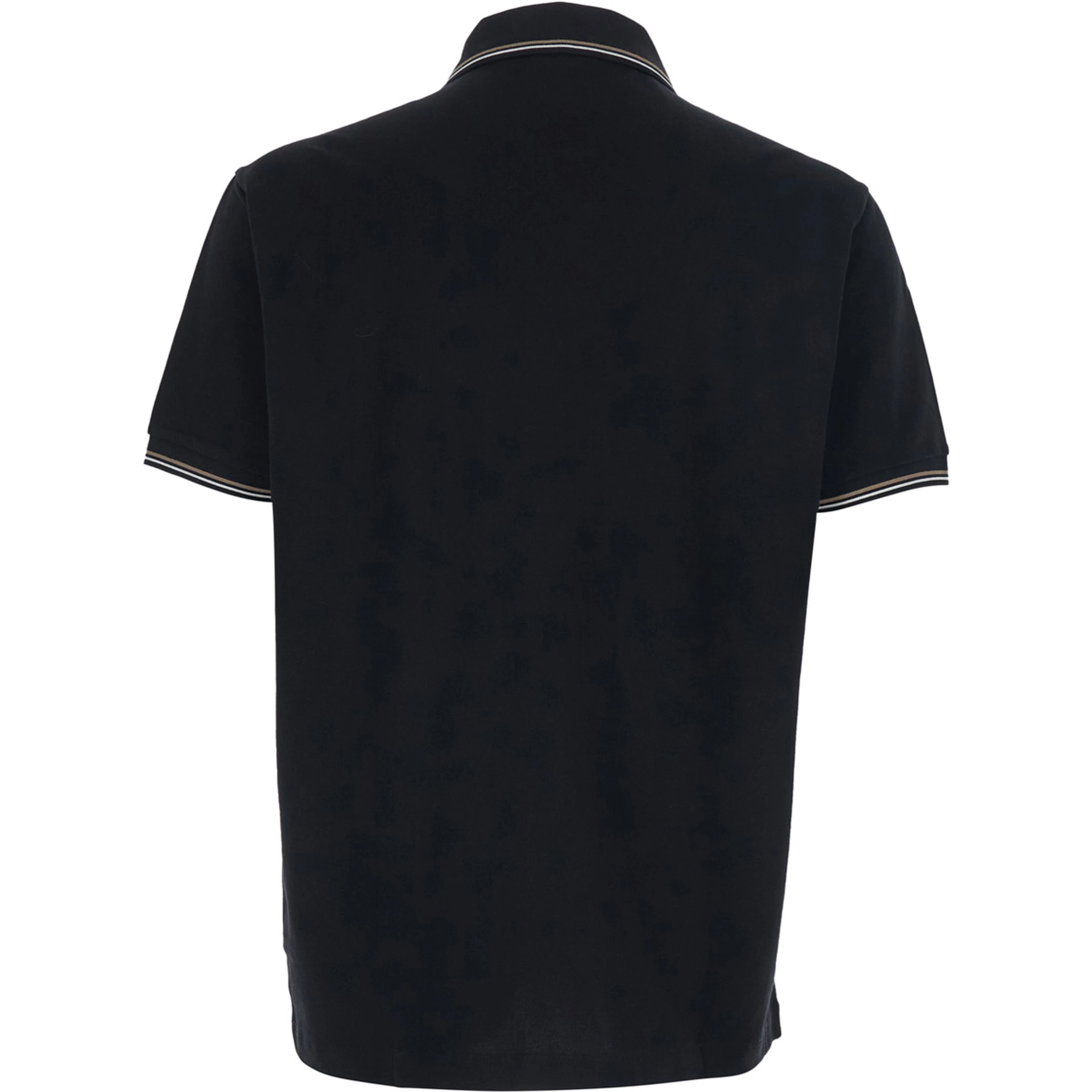 Polo Classic with Bicolor Collar and Logo Embroidery on the Front in Black Cotton for Men