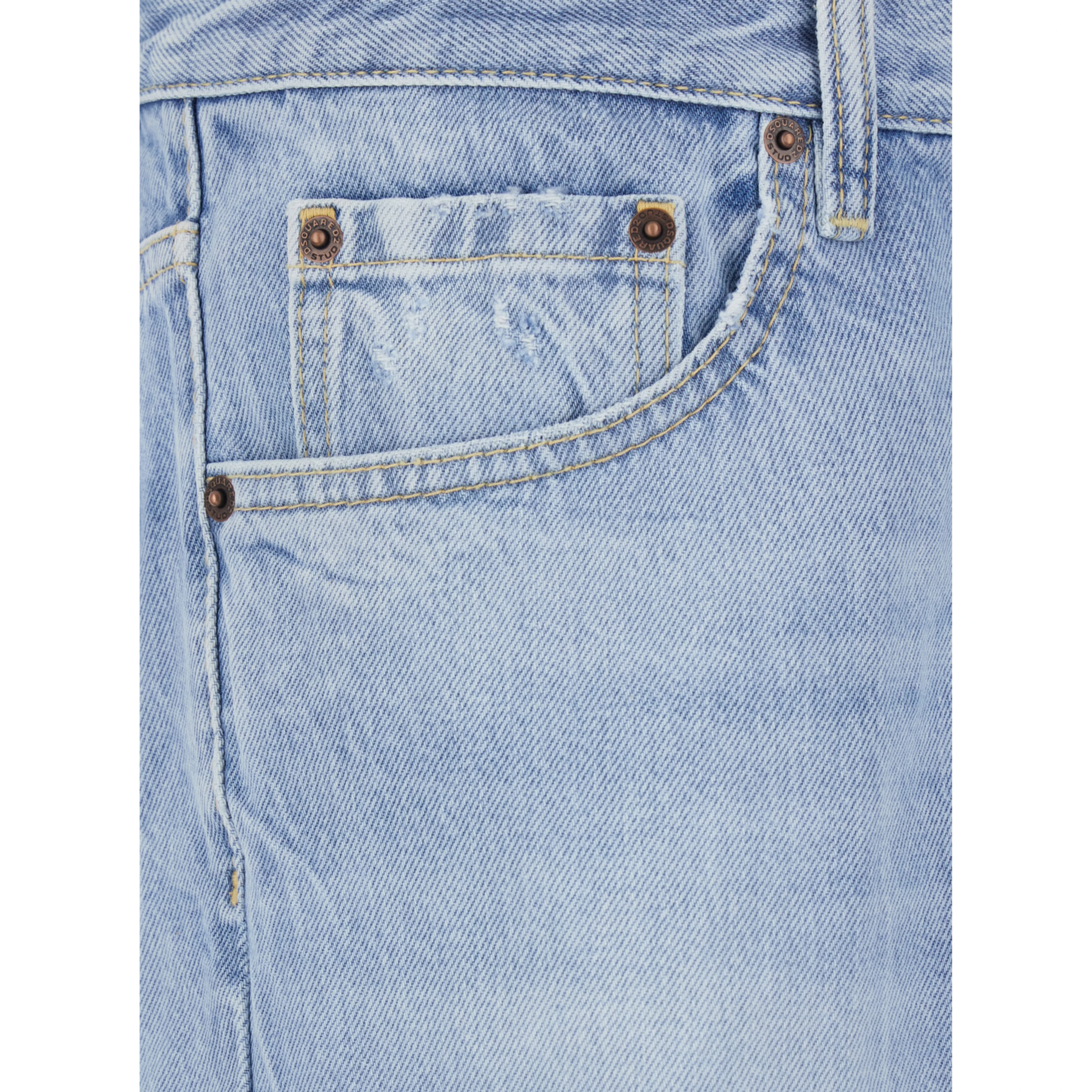 642 Light blueJeans with Logo Patch on the Back and Bleach Effect in Denim for Men