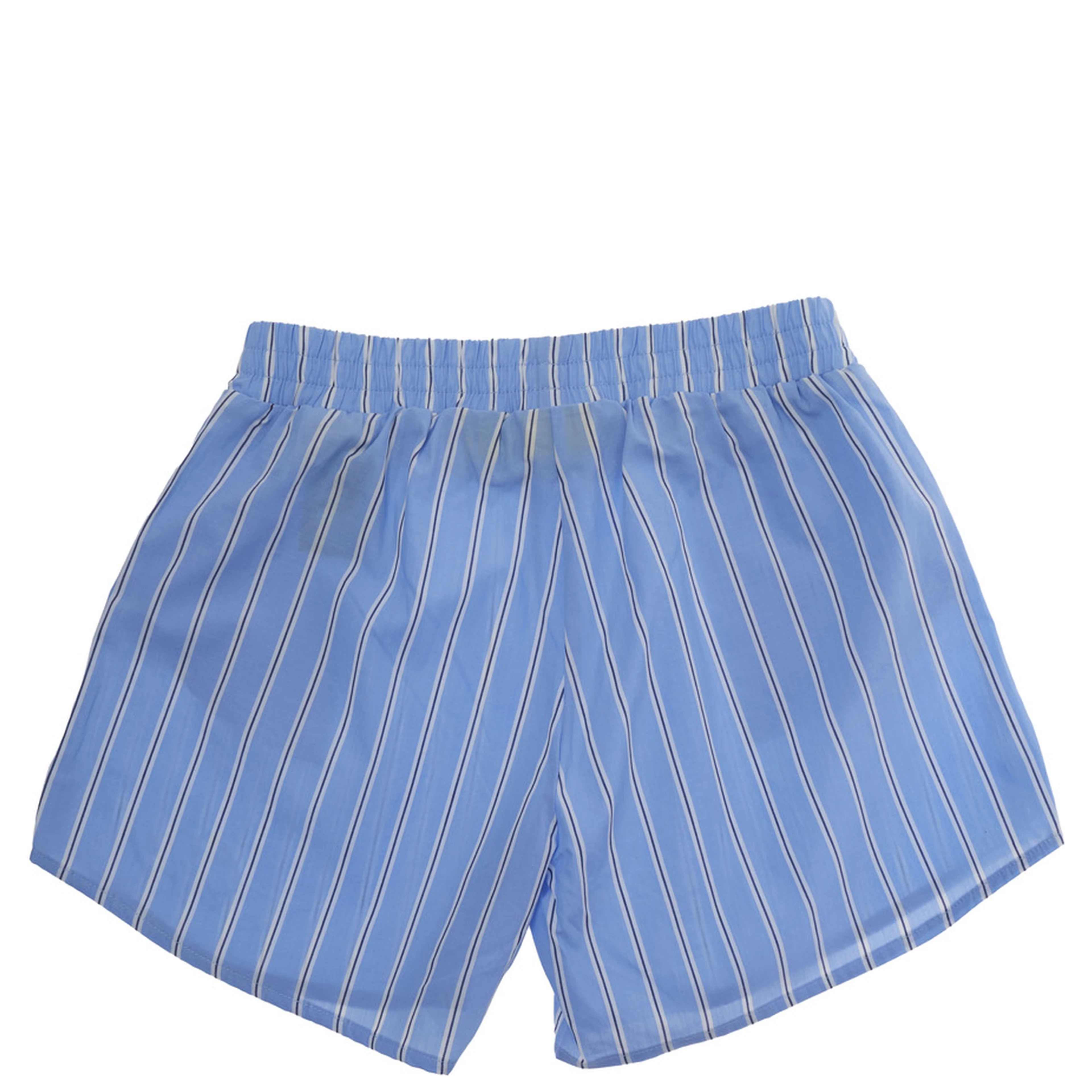 Blue Shorts with Striped Motif and Logo on the Front in Cotton for Girls