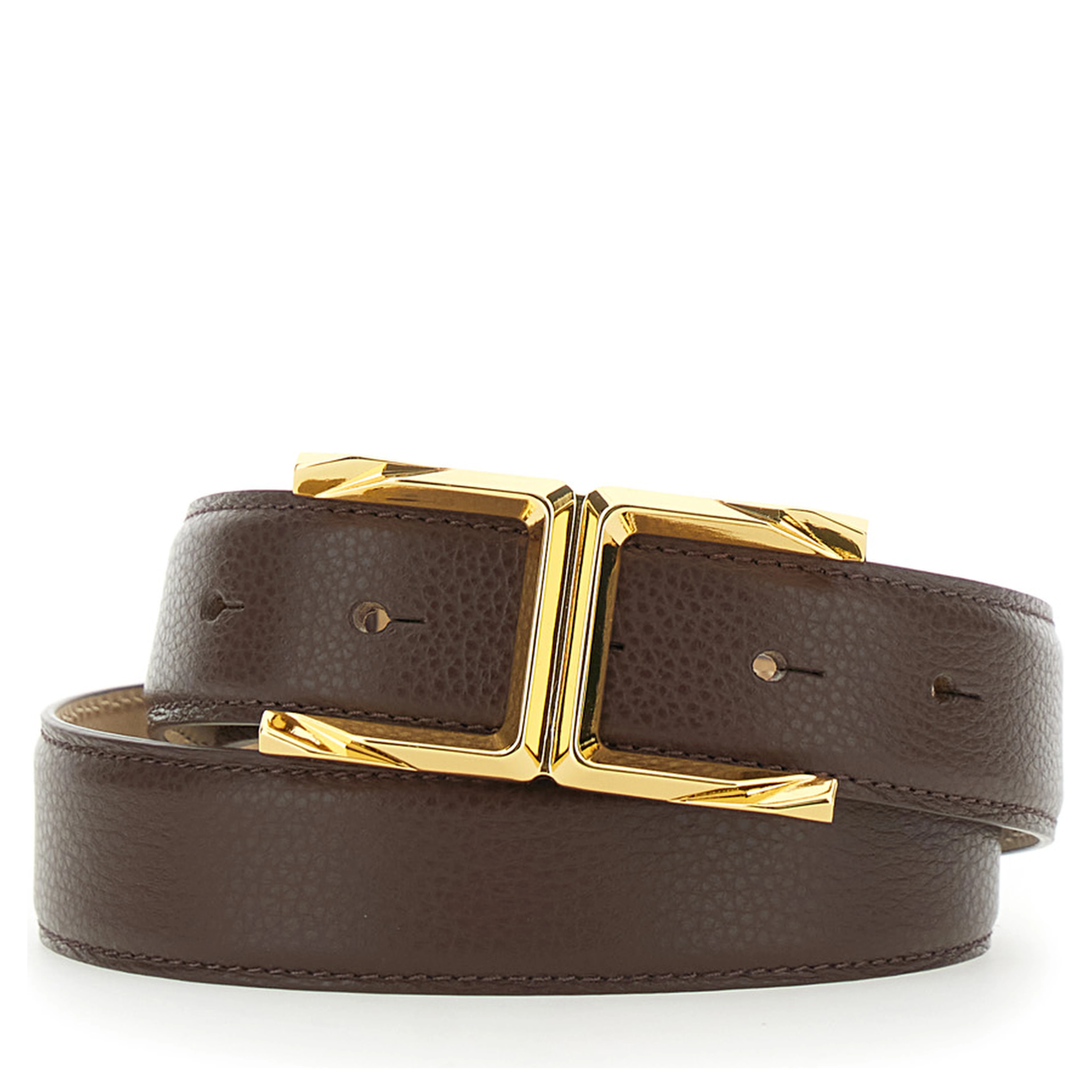 Belt CT88S62E2644 Brown with Metal Details in Leather Women