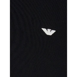 Polo Classic with Bicolor Collar and Logo Embroidery on the Front in Black Cotton for Men