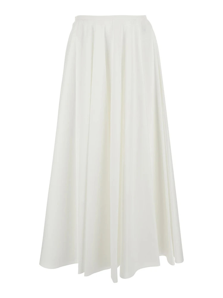 White A-Line Skirt with Flared Design in Cotton Woman